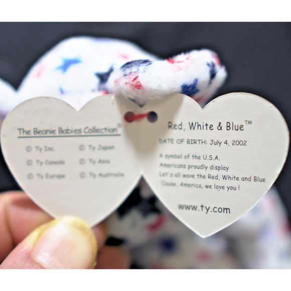 VTG TY Beanie Babies "Red, White, & Blue" White Bear with Stars 2002 - Picture 2 of 10